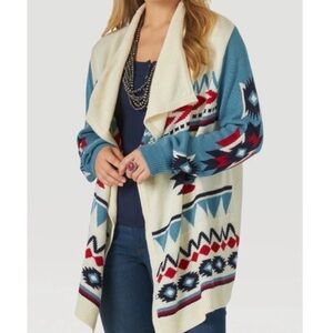 Wrangler Retro Americana Draped Cardigan Open Front Sweater Size S